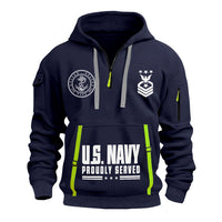 Custom US Navy Ranks Quarter Zip Hoodie TQZ03