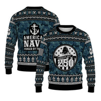 Personalized US Navy Christmas Ugly Sweater JUST06