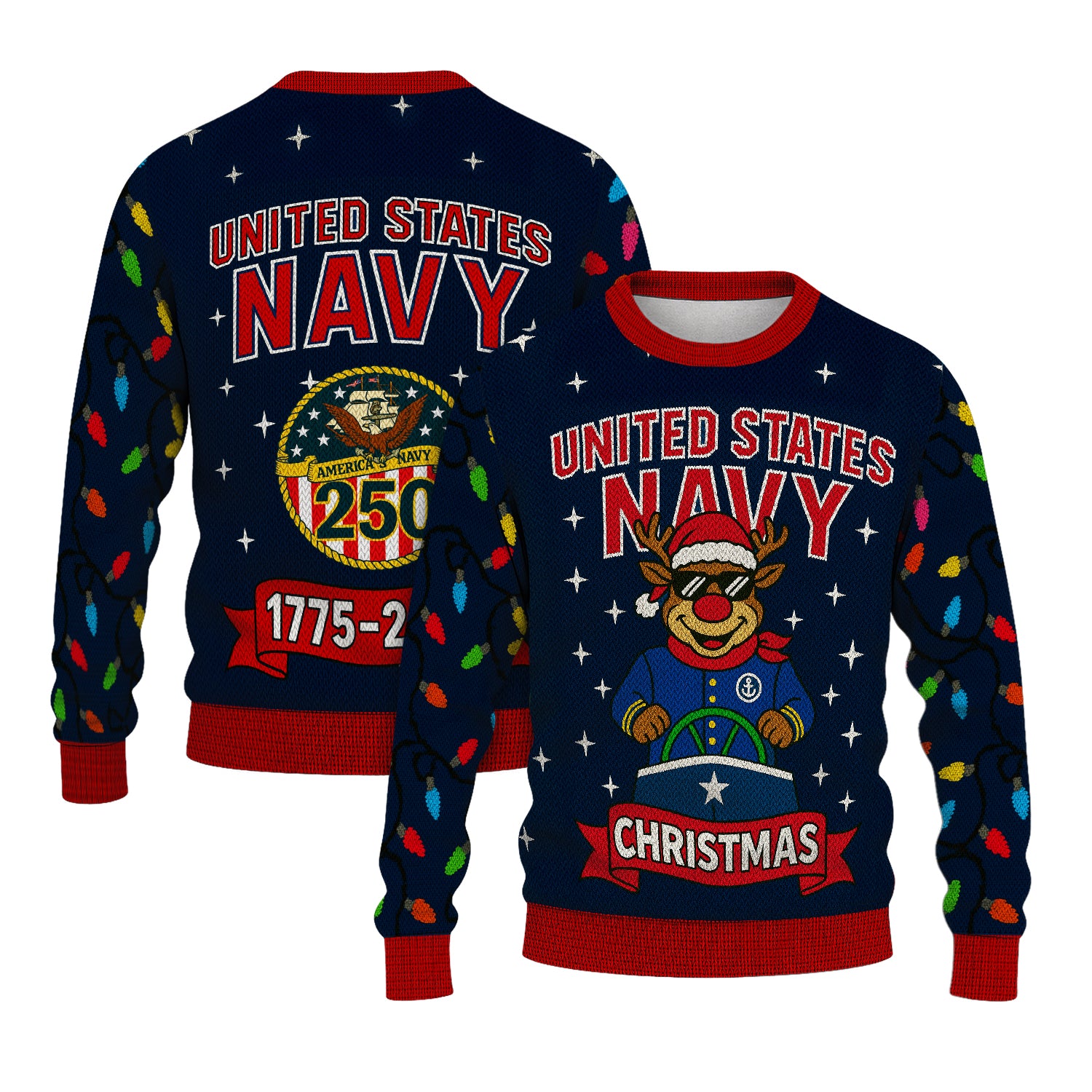 US Navy 1775 - 2025 Christmas Ugly Sweater
