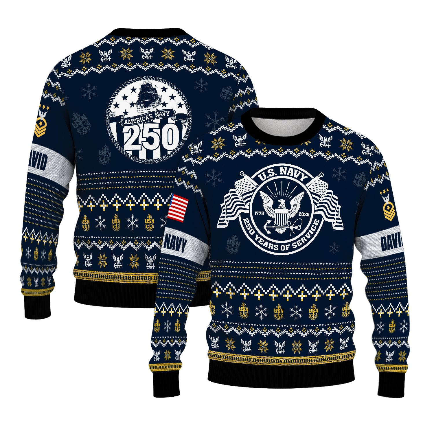 Personalized US Navy Christmas Ugly Sweater UST004