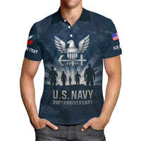 US Navy 250th Anniversary Polo Shirt – Eagle Emblem & Sailor Silhouette