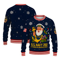 US Navy 250 Anchored In Christmas Spirit Christmas Ugly Sweater