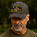 Premium Washed Denim Cap – Embroidered-Effect Print DC009