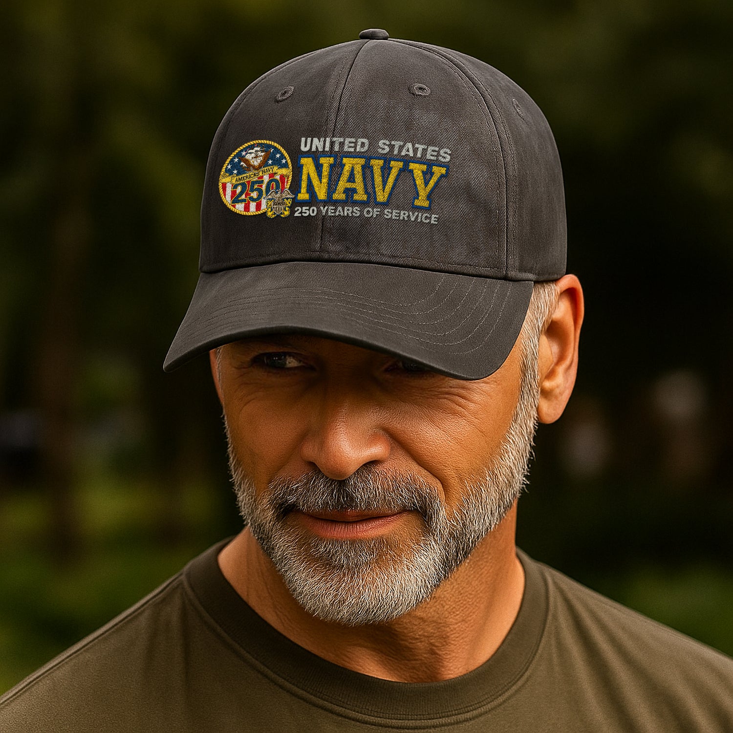 Premium Washed Denim Cap – Embroidered-Effect Print DC007