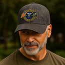 Premium Washed Denim Cap – Embroidered-Effect Print DC008
