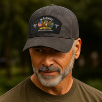 Premium Washed Denim Cap – Embroidered-Effect Print DC004