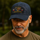 Premium Washed Denim Cap – Embroidered-Effect Print DC003