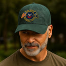 Premium Washed Denim Cap – Embroidered-Effect Print DC008