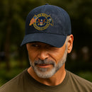 Premium Washed Denim Cap – Embroidered-Effect Print DC008