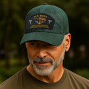 Premium Washed Denim Cap – Embroidered-Effect Print DC003