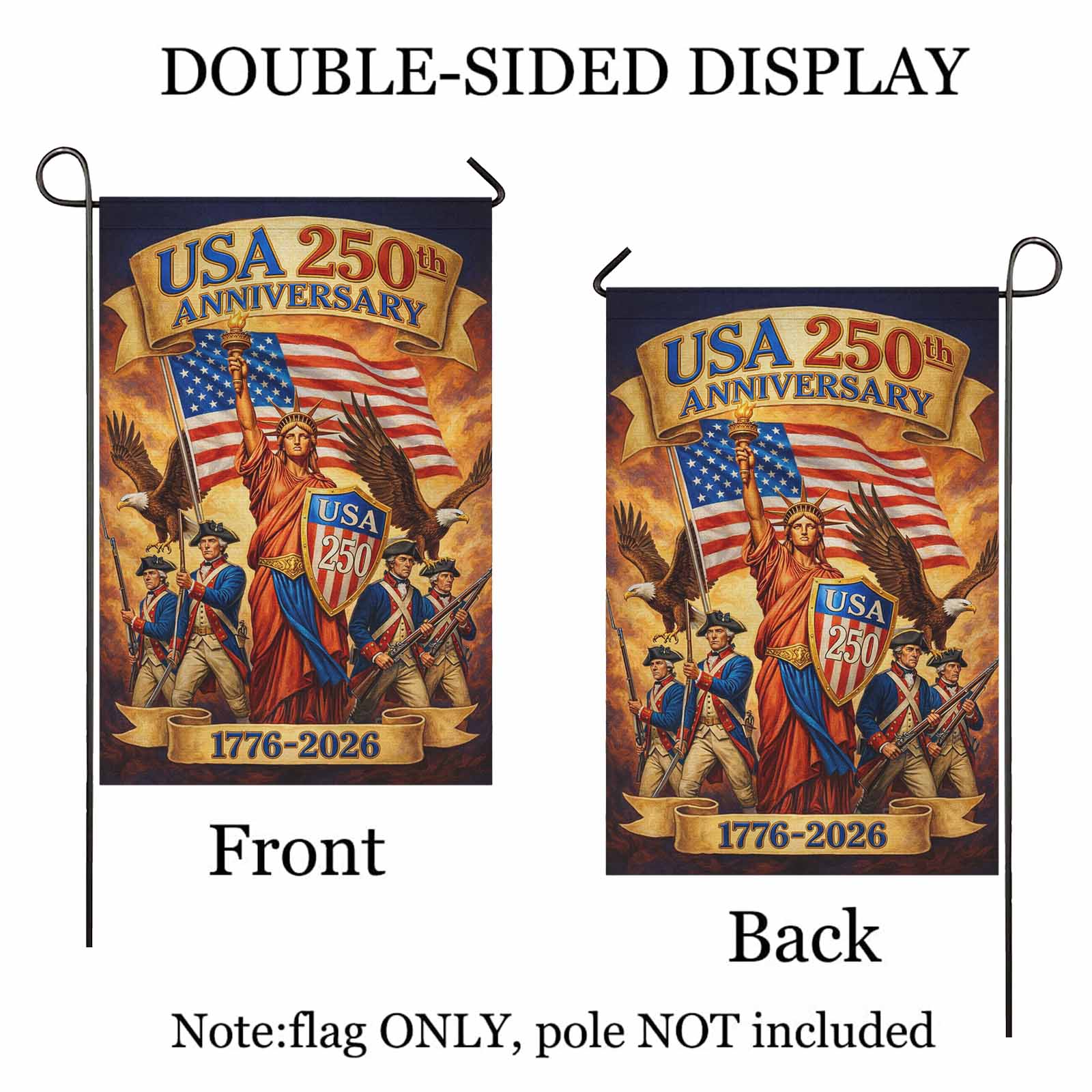 America 250 Garden Flag USA 250th Anniversary 1776-2026 Patriotic Liberty Decor