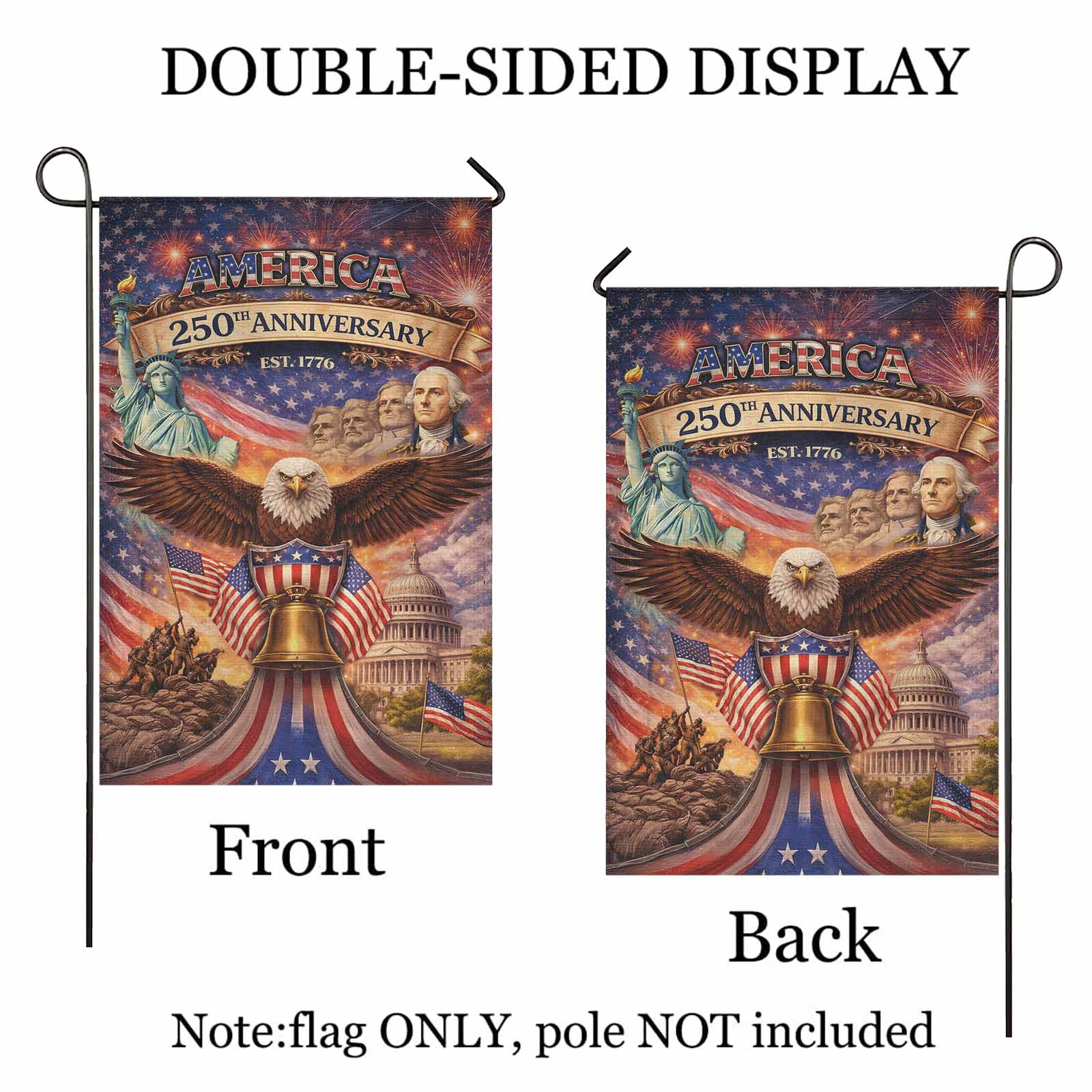America 250th Anniversary Garden Flag 1776–2026 Patriotic Eagle Decor