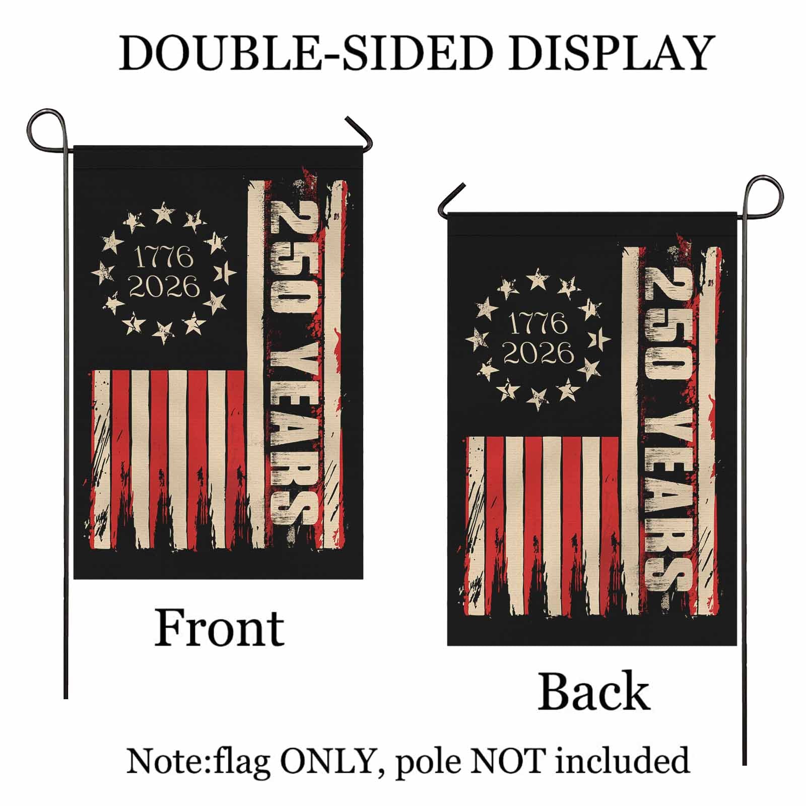 America 250 Garden Flag – Vintage 1776–2026 Patriotic Betsy Ross 250 Years