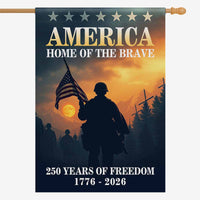 US 250th Anniversary House Flag – Home of the Brave Military Freedom Flag
