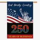 God Family Country House Flag – America 250 Christian Patriotic Blessings Flag