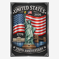 America 250 House Flag Statue of Liberty Patriotic USA 1776-2026 Decor