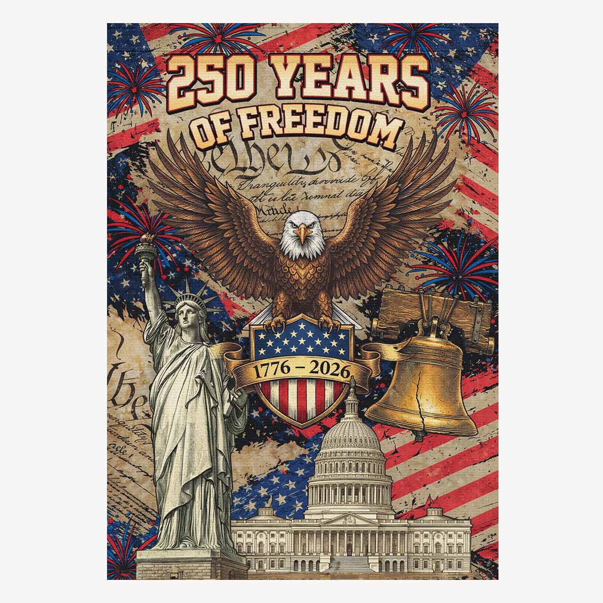 250 Years of Freedom House Flag 1776–2026 USA Liberty Banner