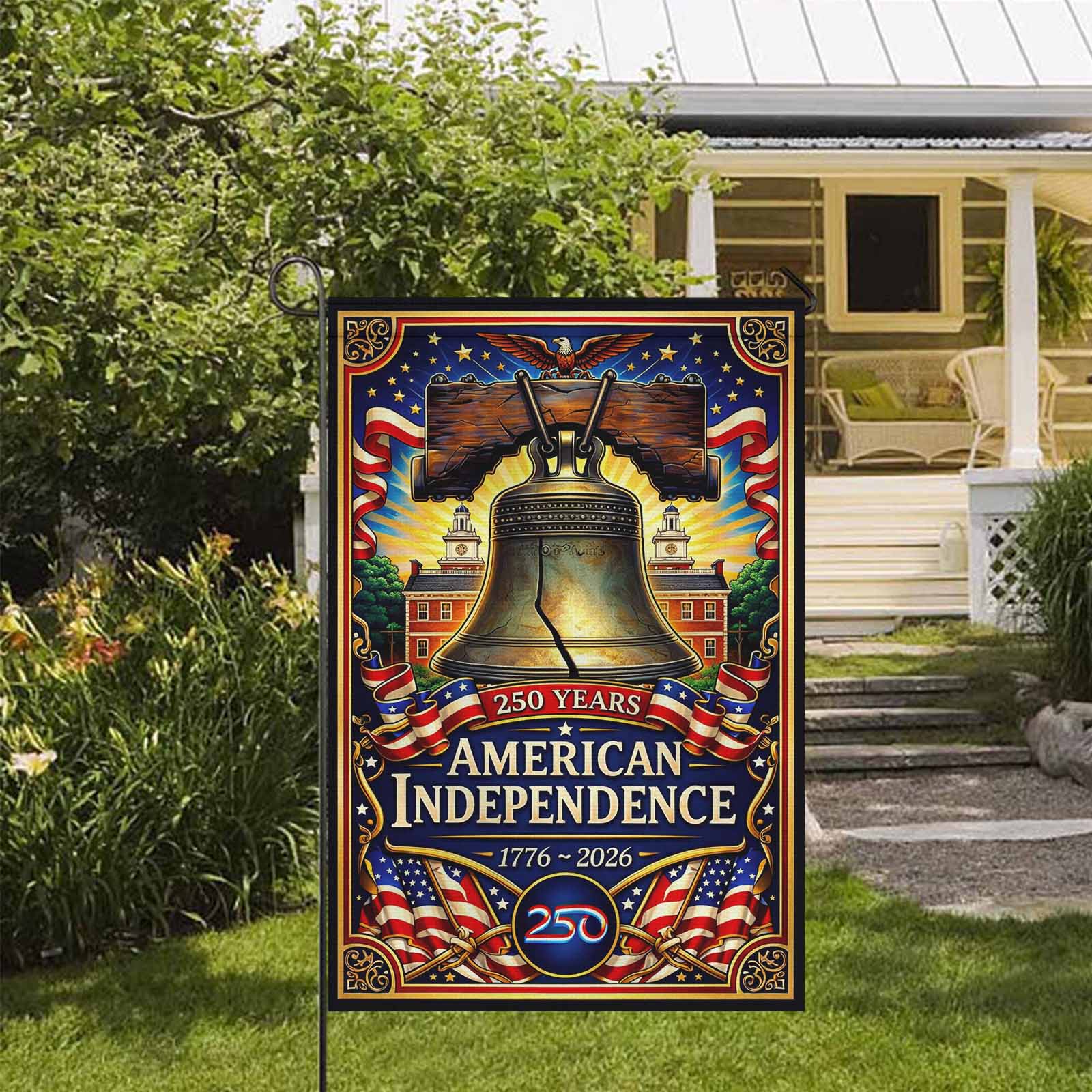 America 250 Garden Flag – 250 Years of American Independence 1776–2026 Liberty Bell