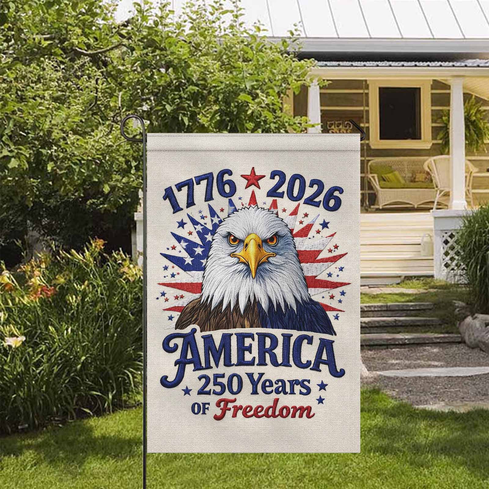 1776-2026 America 250 Garden Flag Patriotic Eagle Independence Day Yard Flag