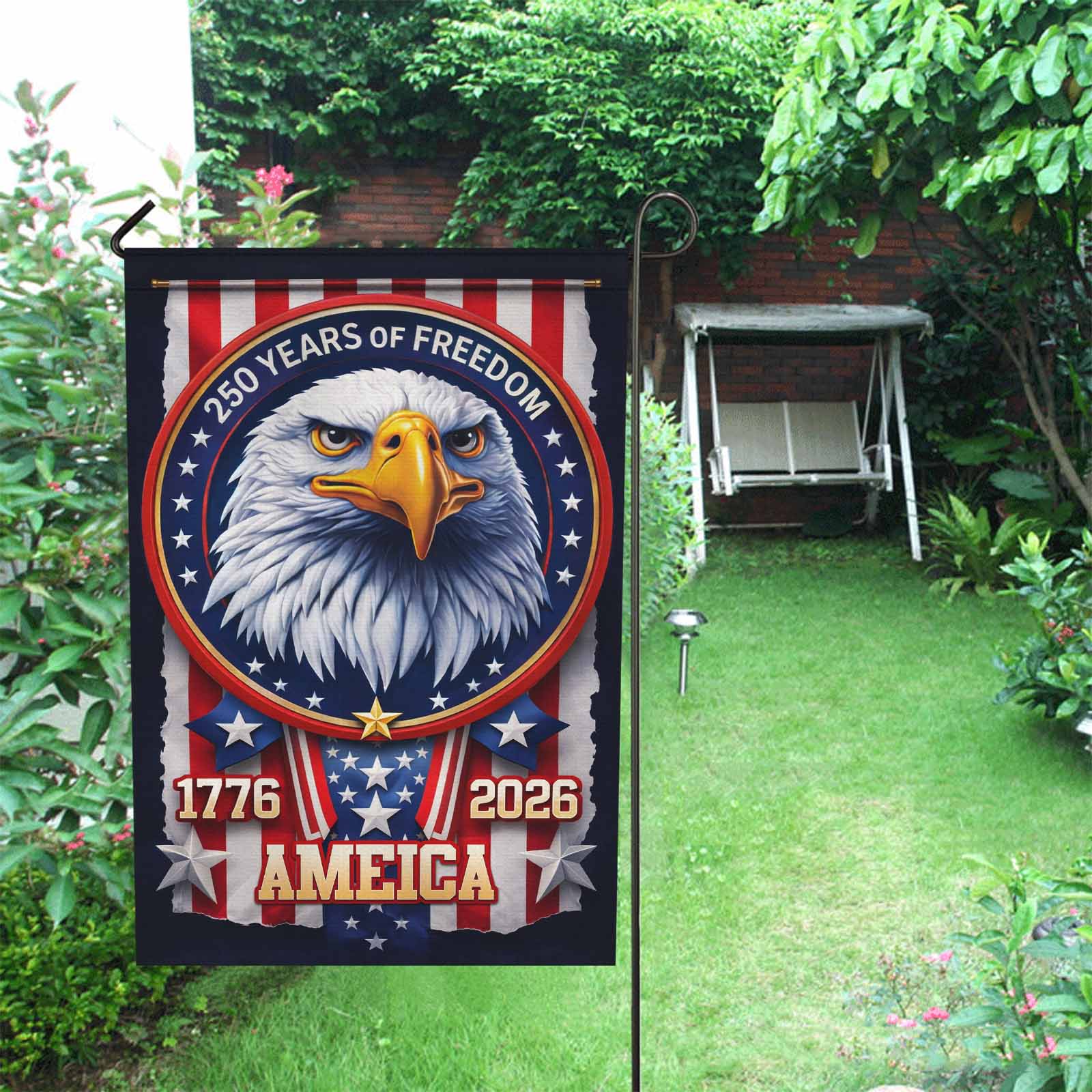 America 250 Garden Flag – Patriotic Eagle Emblem 1776–2026 Anniversary