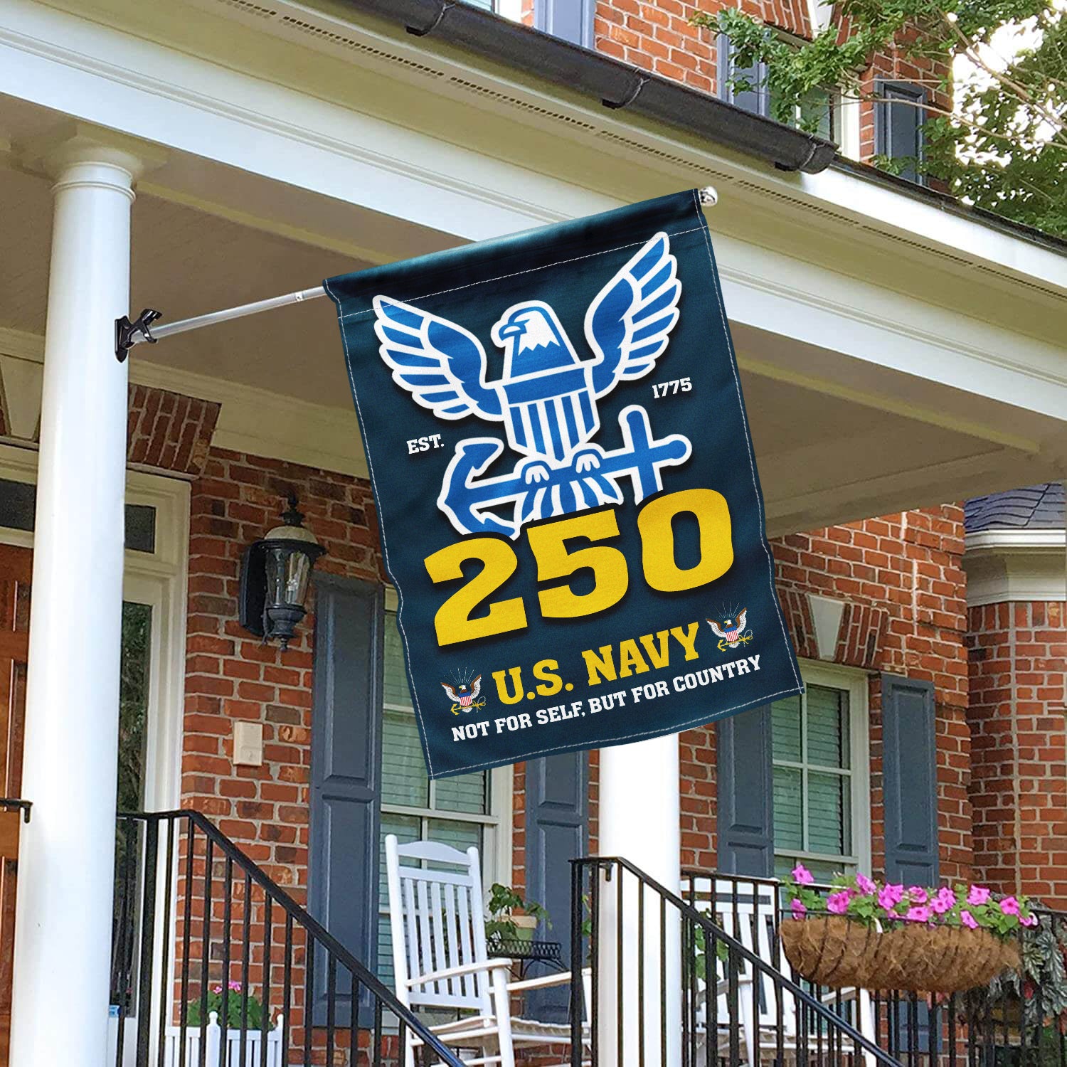 US Navy Est 1775 Not For Self, But For Country Garden Flag Twin-Side Printing