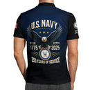 US Navy 250th Anniversary Polo Shirt – Gradient Design with Custom Rank & Text