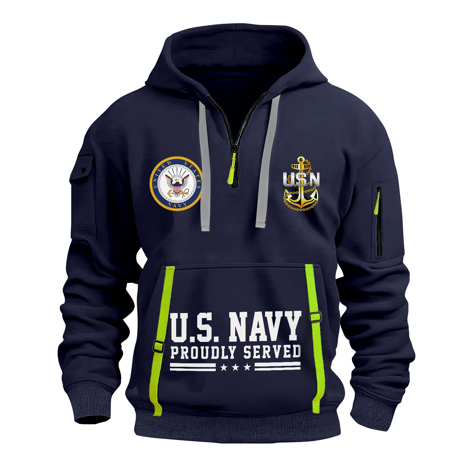 Custom US Navy Ranks Quarter Zip Hoodie TQZ02