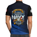 US Navy 250th Anniversary Polo Shirt – Modern Blue Design with Custom Rank