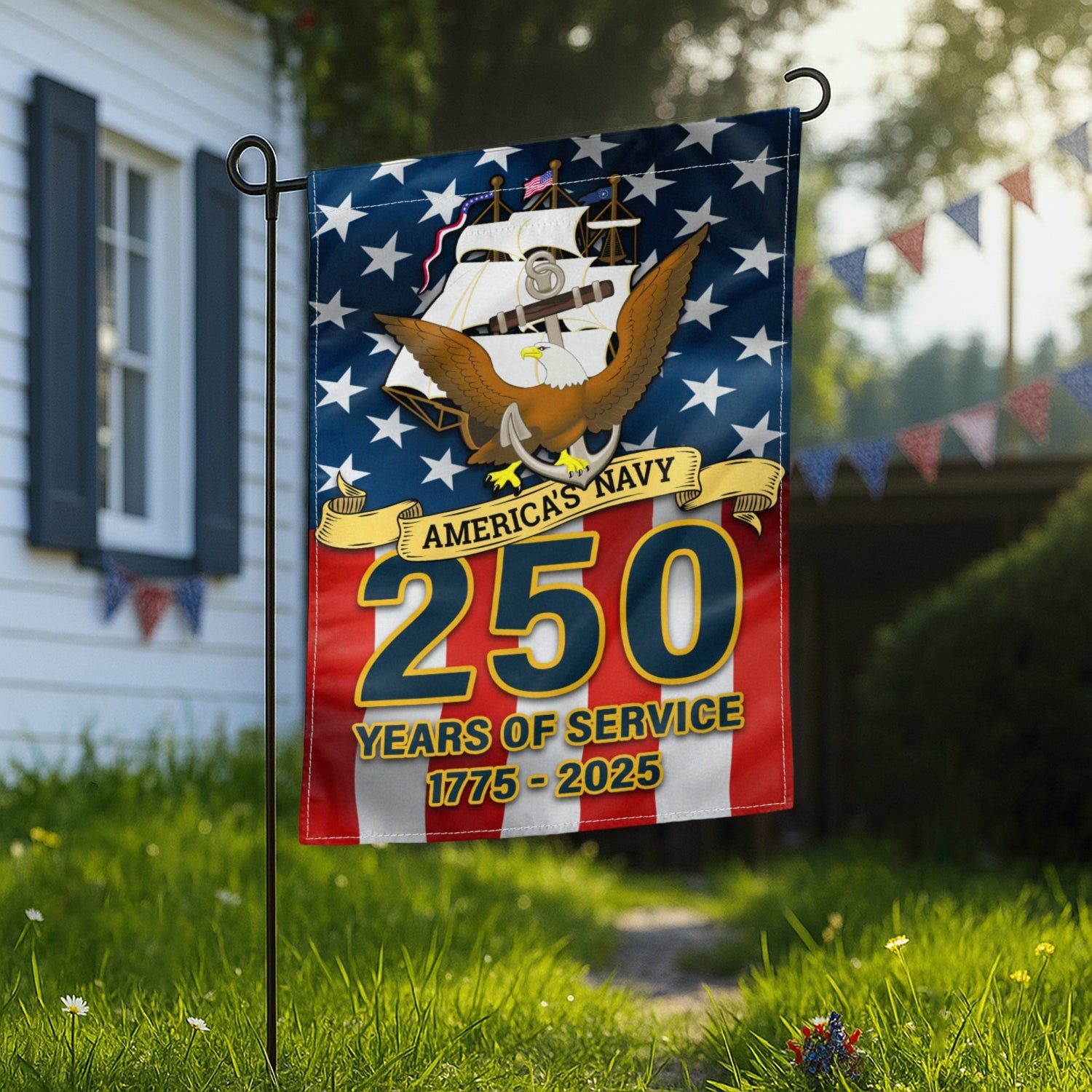 US Navy 250 Years Of Service Garden Flag Twin-Side Printing