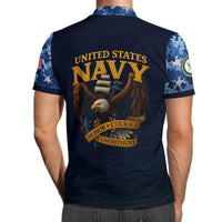 US Navy 250th Anniversary Polo Shirt – Custom Rank & Text with Camo Sleeves