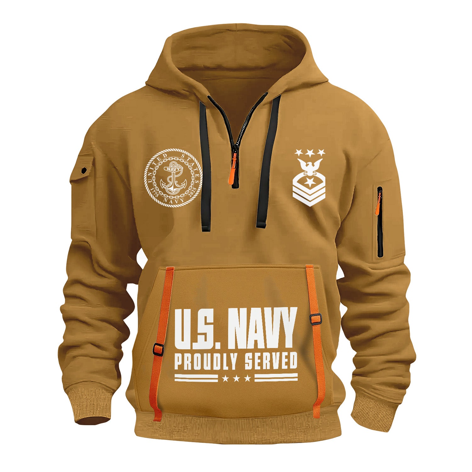 Custom US Navy Ranks Quarter Zip Hoodie TQZ03