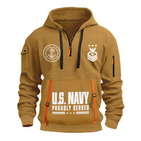 Custom US Navy Ranks Quarter Zip Hoodie TQZ03