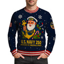US Navy 250 Anchored In Christmas Spirit Christmas Ugly Sweater