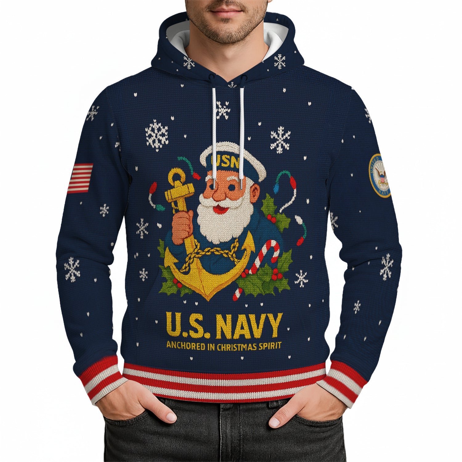 US Navy 250 Anchored In Christmas Spirit Christmas Xmas 3D All Over Print