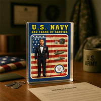 Personalized US Navy 250th Years Of Service Custom Figure Uniform Acrylic Block