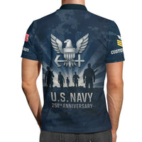 US Navy 250th Anniversary Polo Shirt – Eagle Emblem & Sailor Silhouette