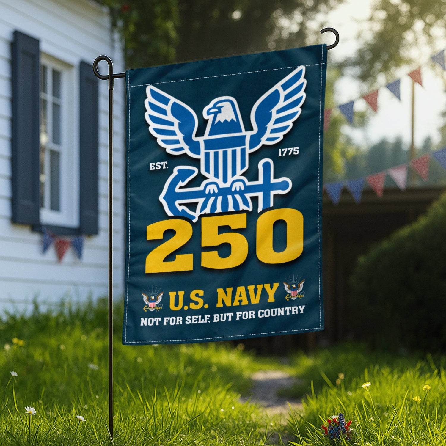 US Navy Est 1775 Not For Self, But For Country Garden Flag Twin-Side Printing