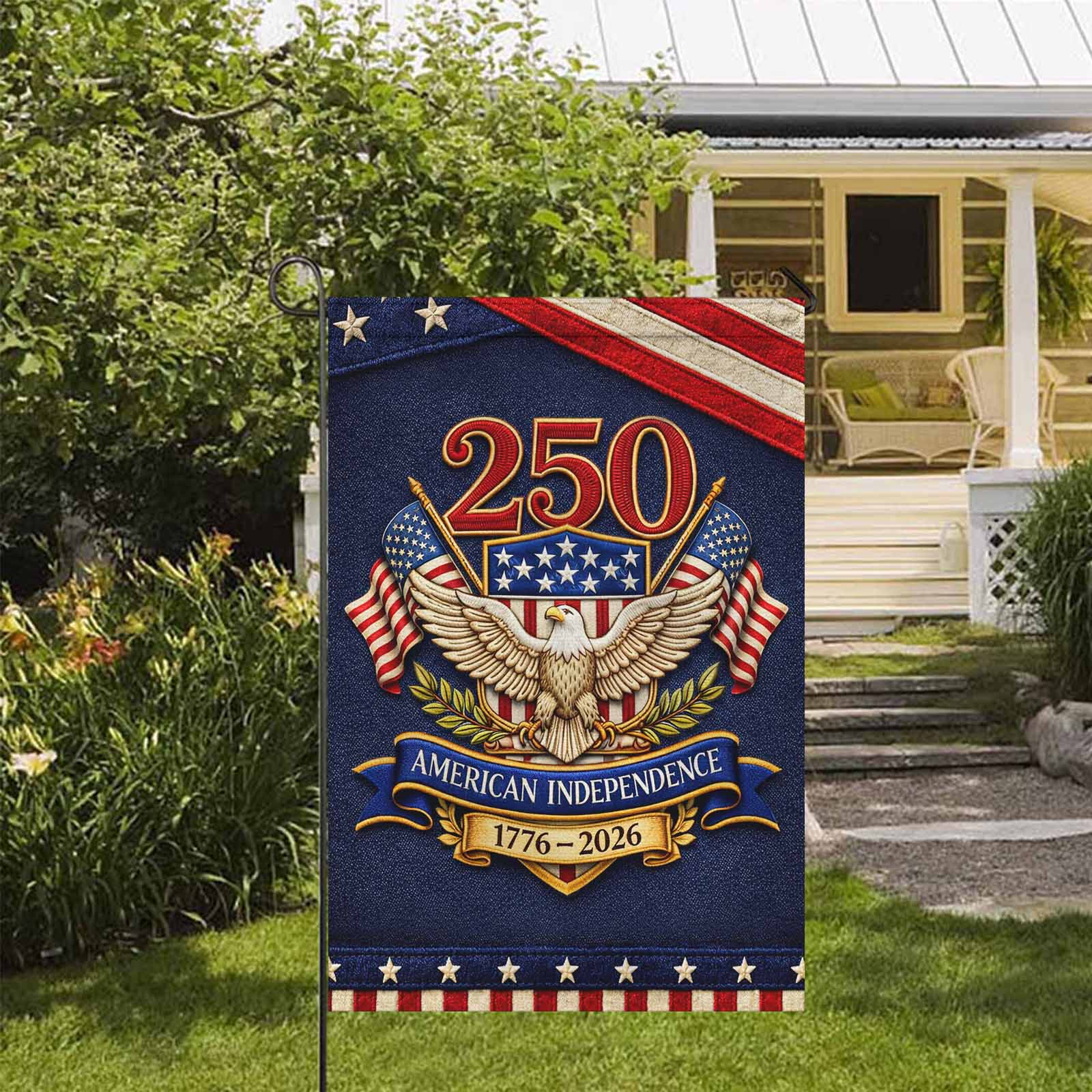 250 Years American Independence Garden Flag Patriotic Eagle USA Flag Decor