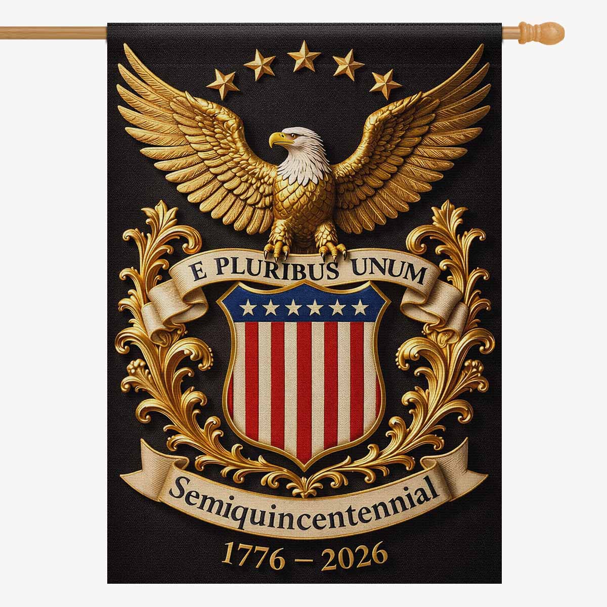 USA 250 House Flag Patriotic Eagle Shield America 1776-2026 Anniversary Decor