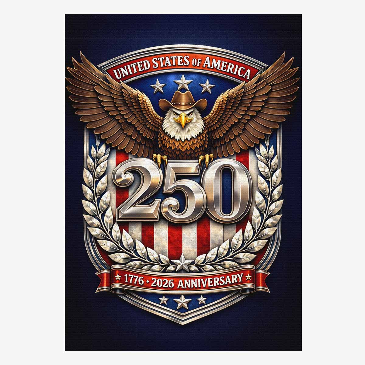 USA 250 Anniversary House Flag 1776–2026 Patriotic Eagle Shield Banner