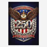 USA 250 Anniversary House Flag 1776–2026 Patriotic Eagle Shield Banner