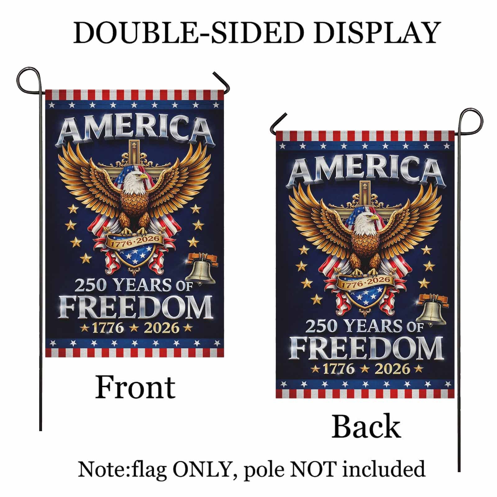 America 250 Garden Flag – 250 Years of Freedom 1776–2026 Patriotic Eagle