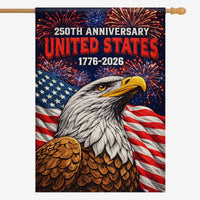 USA 250 House Flag Patriotic Eagle Independence Fireworks Flag Decor