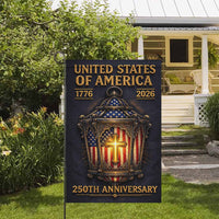 Christian Patriotic America 250 Garden Flag USA Cross Flag 1776-2026 Independence Decor