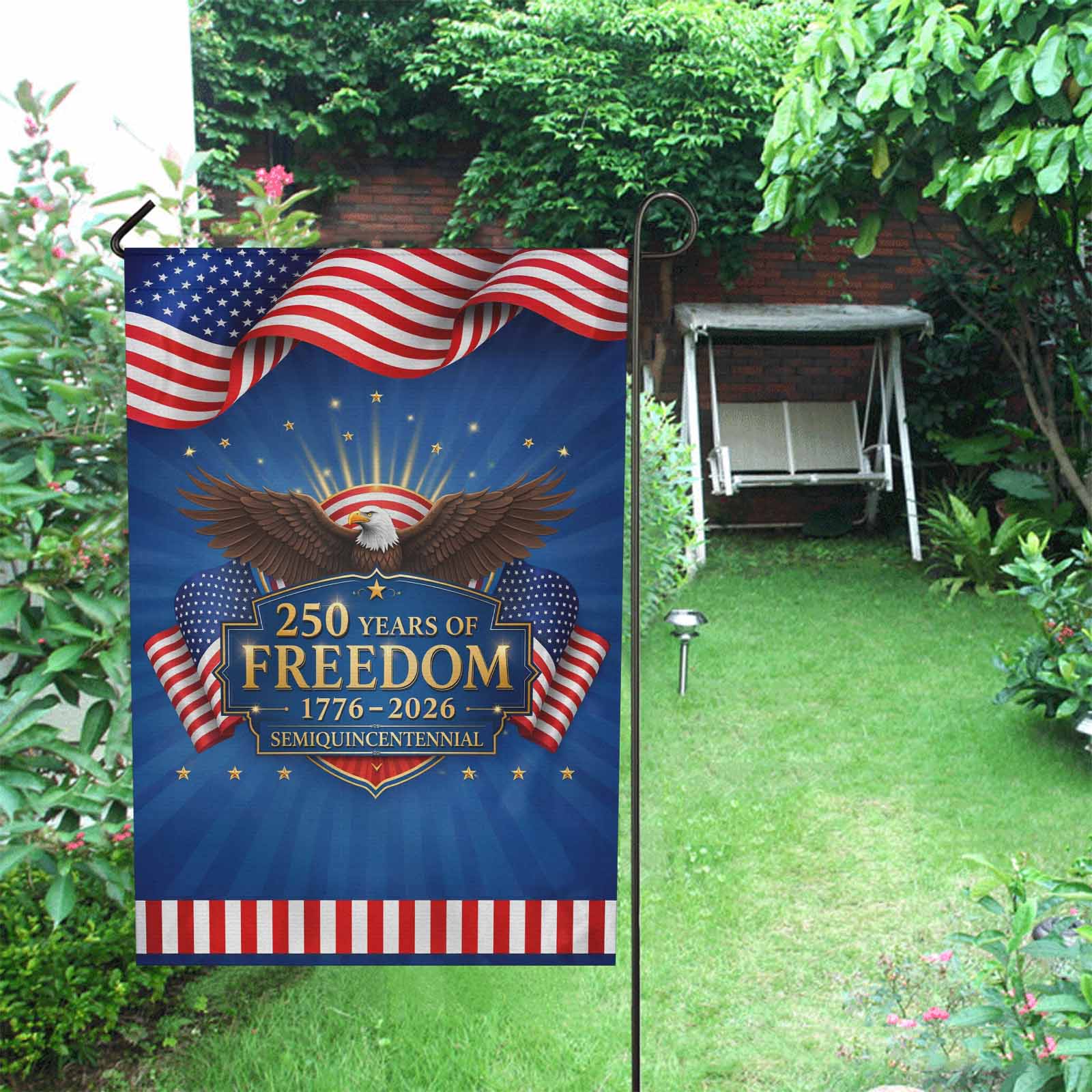 250 Years of Freedom Garden Flag Patriotic Eagle USA 1776-2026 America Semiquincentennial Decor