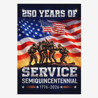 America 250 Service House Flag 1776–2026 – Military Tribute Patriotic Banner