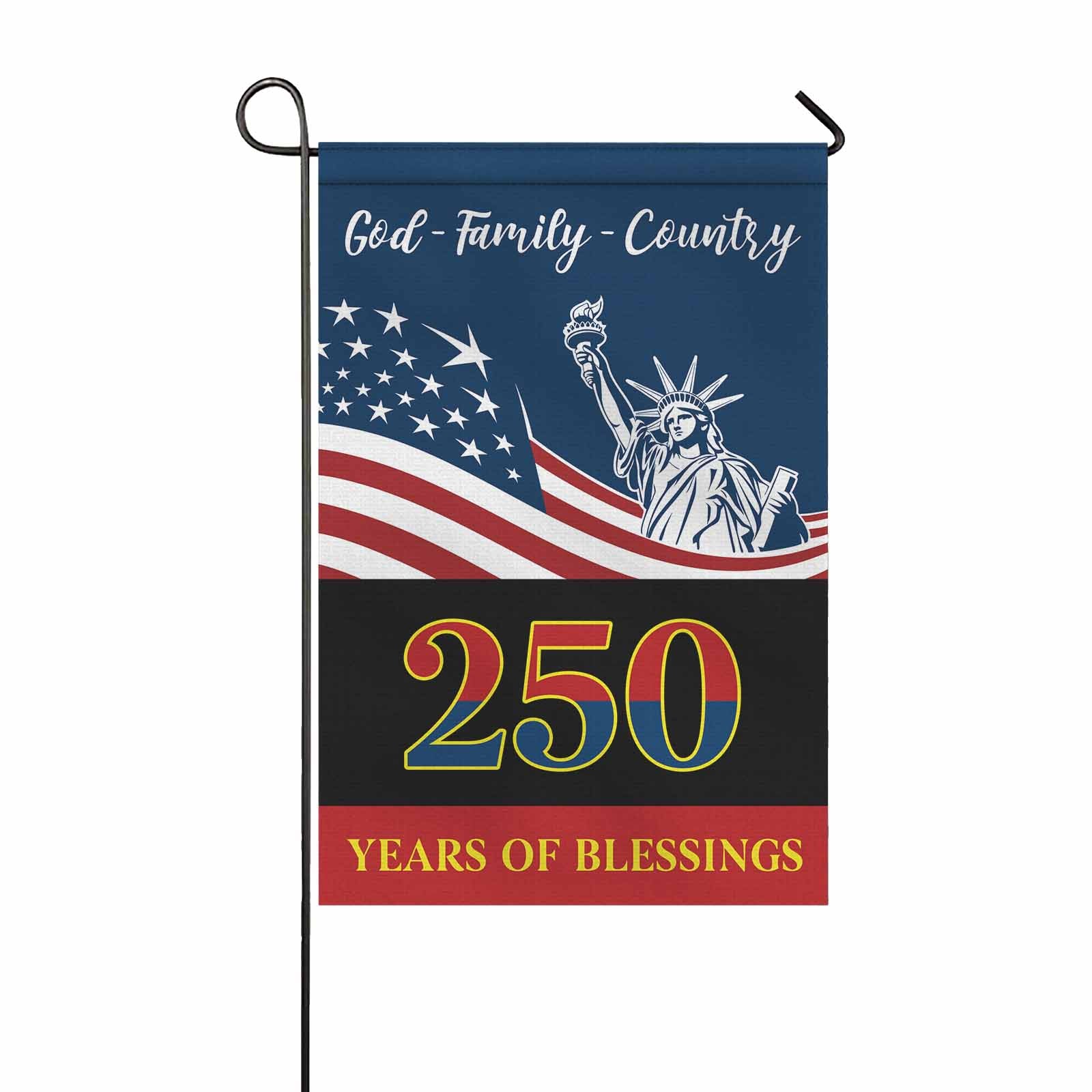 God Family Country Garden Flag – America 250 Faith Patriotic Blessings Flag
