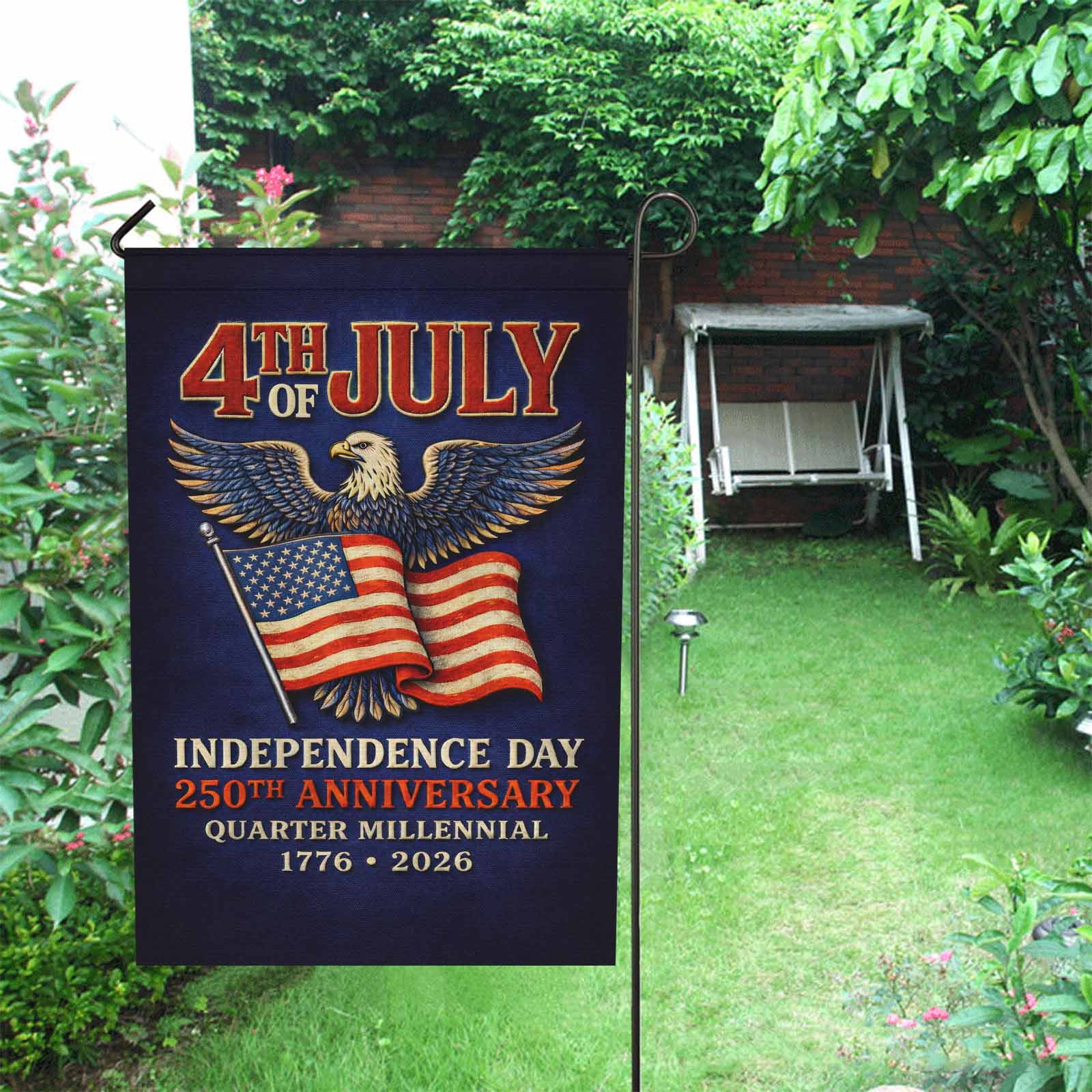 4th of July America 250 Garden Flag Independence Day Patriotic Eagle 1776-2026