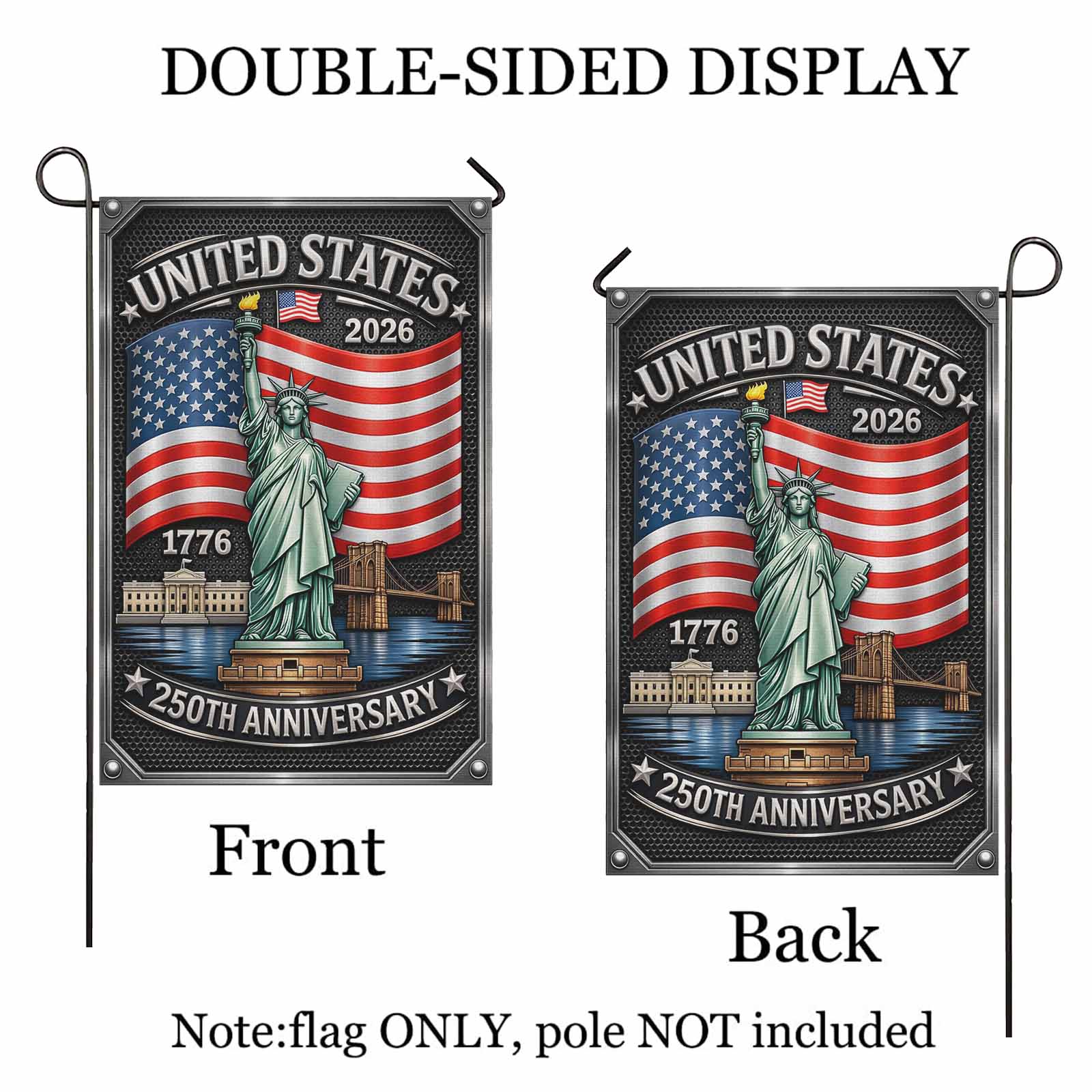 USA 250th Anniversary Garden Flag Patriotic Liberty American Flag Decor
