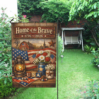America 250 Garden Flag Home of the Brave Patriotic Farmhouse USA Flag 1776-2026